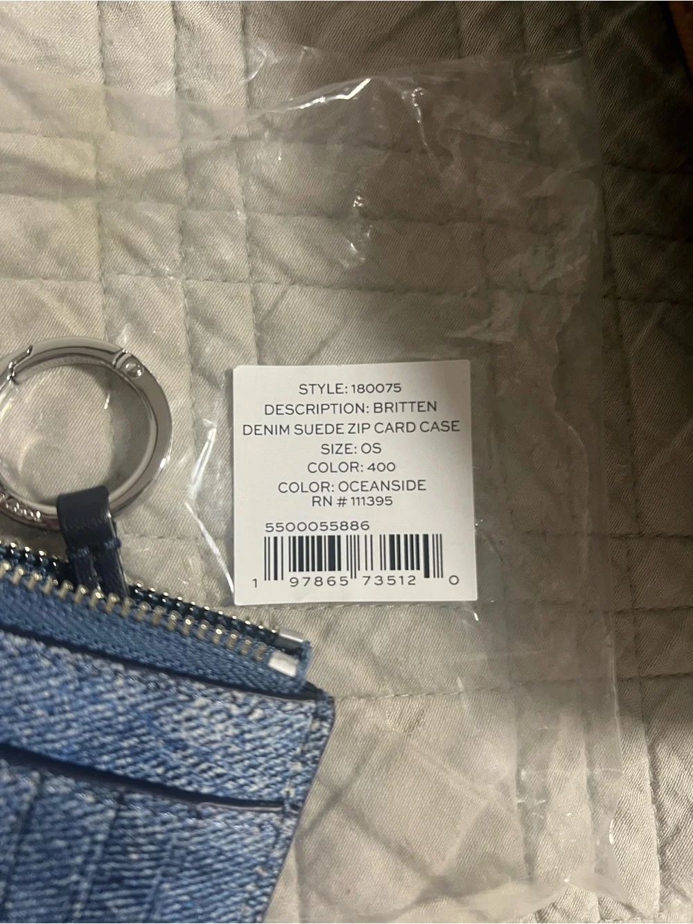 Tory Burch Denim Zip Card Case Wallet - Blue Denim